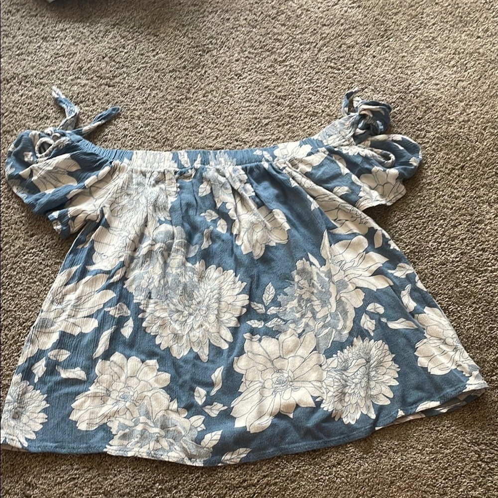 One Clothing Blue Floral Off-Shoulder Top